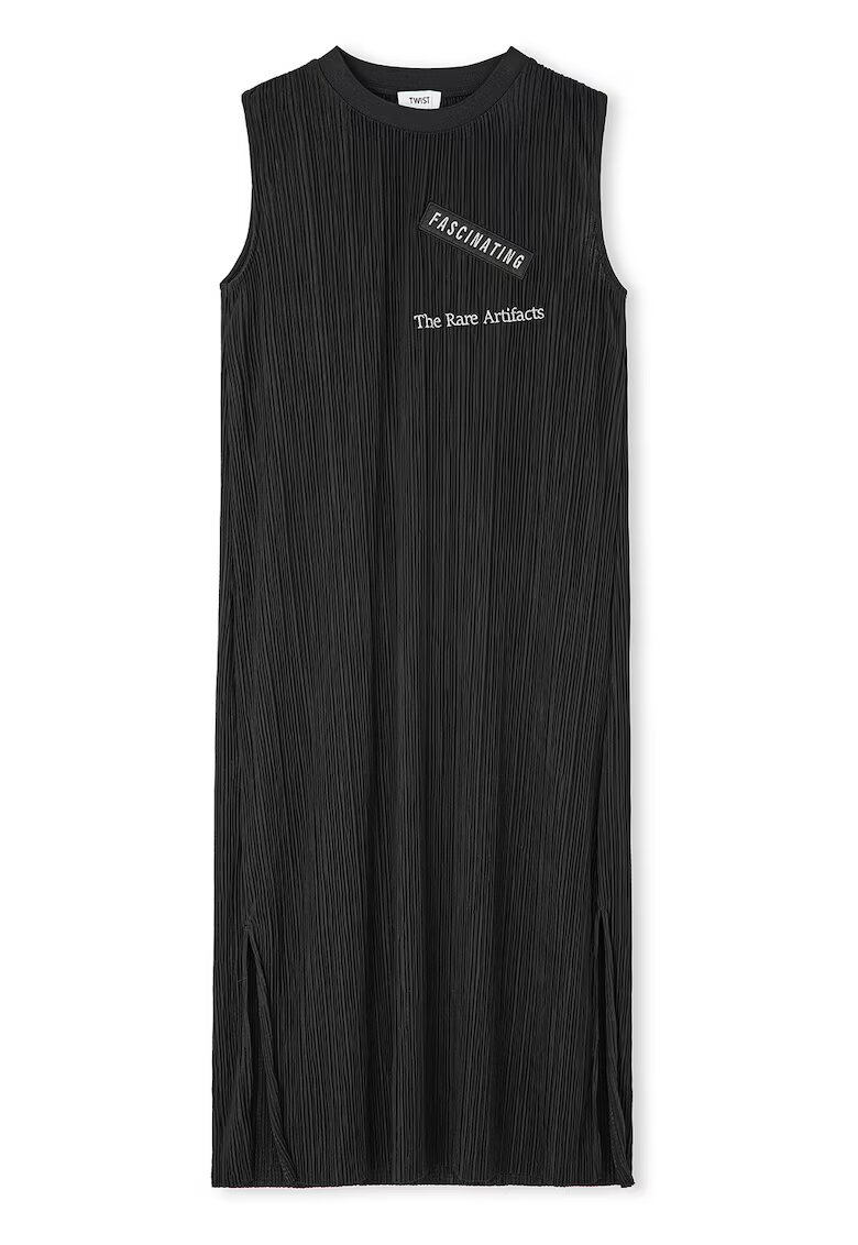 TWIST Rochie cu croiala dreapta si model text - Negru
