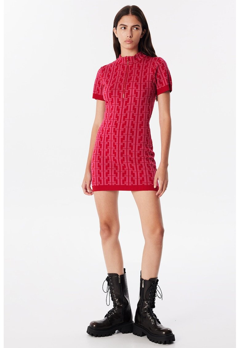 TWIST Rochie cu model si fenta cu fermoar - Rosu/Fucsia