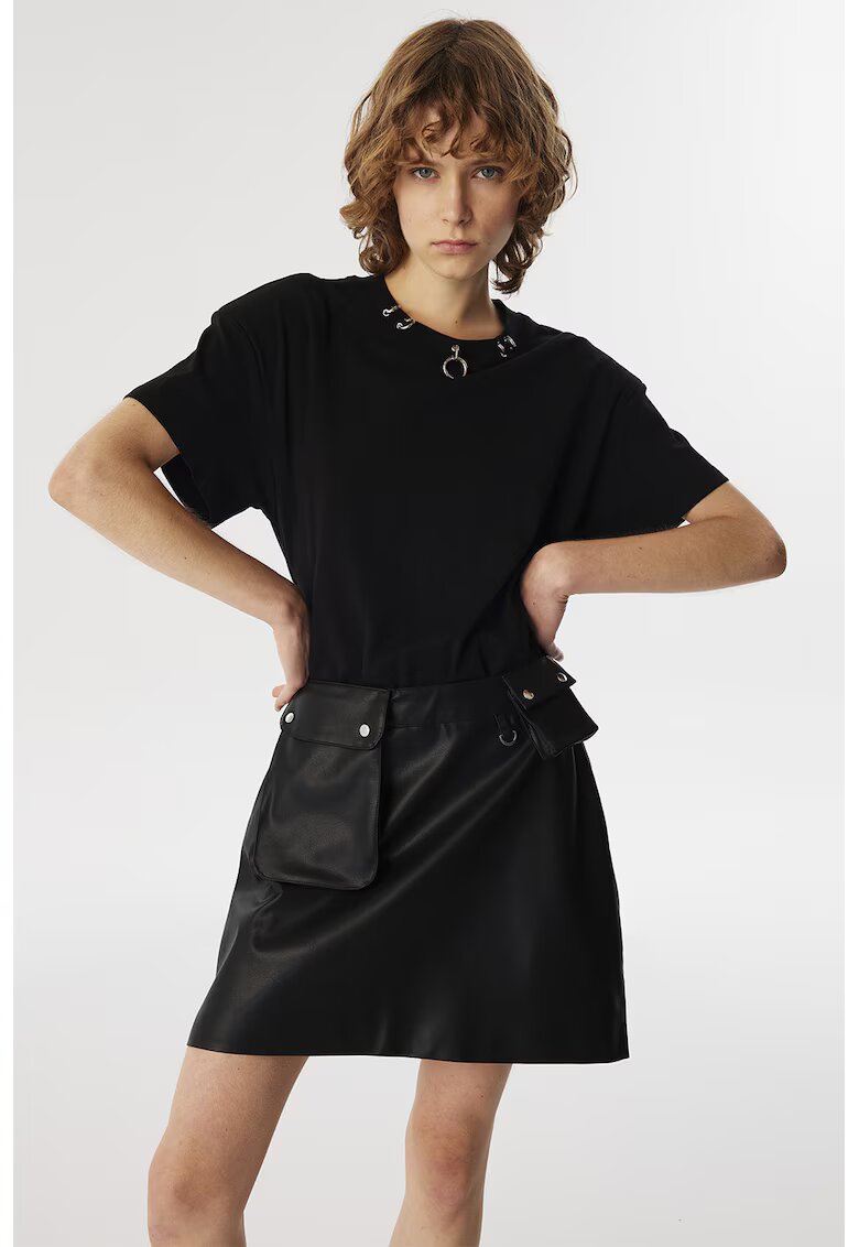 TWIST Rochie mini cu croiala in A si buzunare cu clapa - Negru