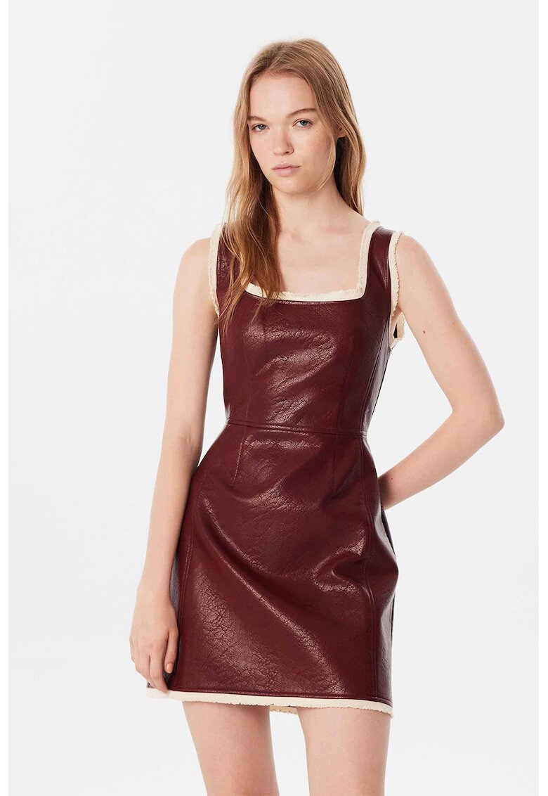 TWIST Rochie mini de piele ecologica cu croiala in A - Visiniu
