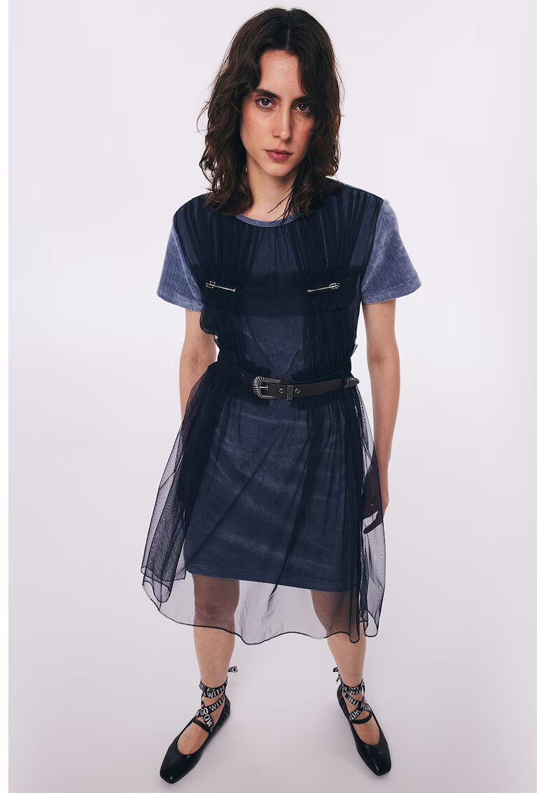 TWIST Rochie scurta cu decolteu la baza gatului - Albastru inchis
