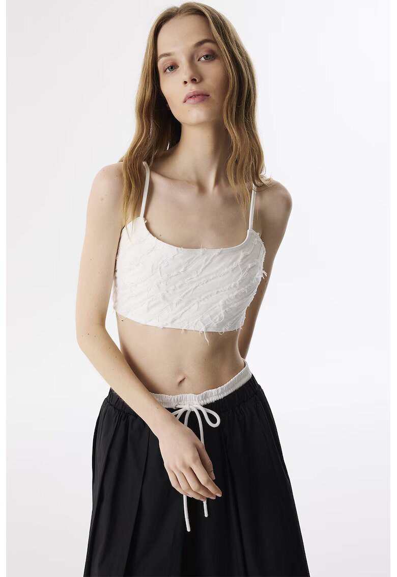 TWIST Top crop cu fermoar - Alb