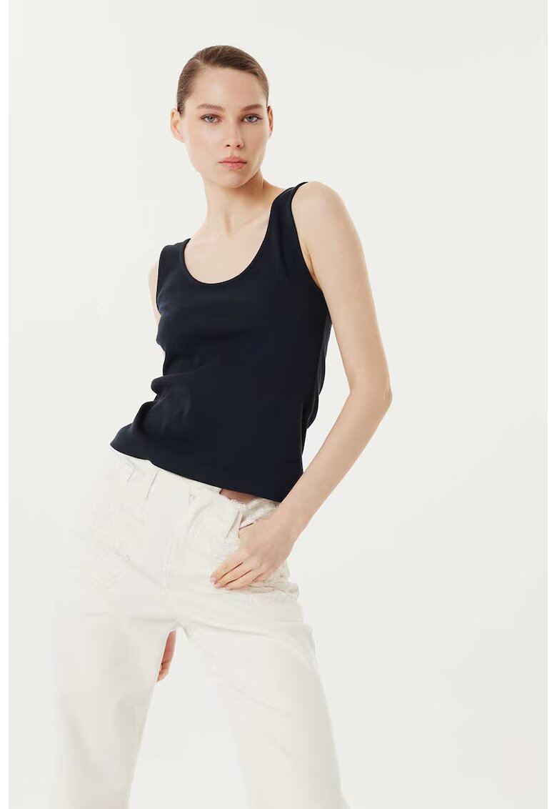 TWIST Top din amestec de bumbac cu decolteu rotund - Negru
