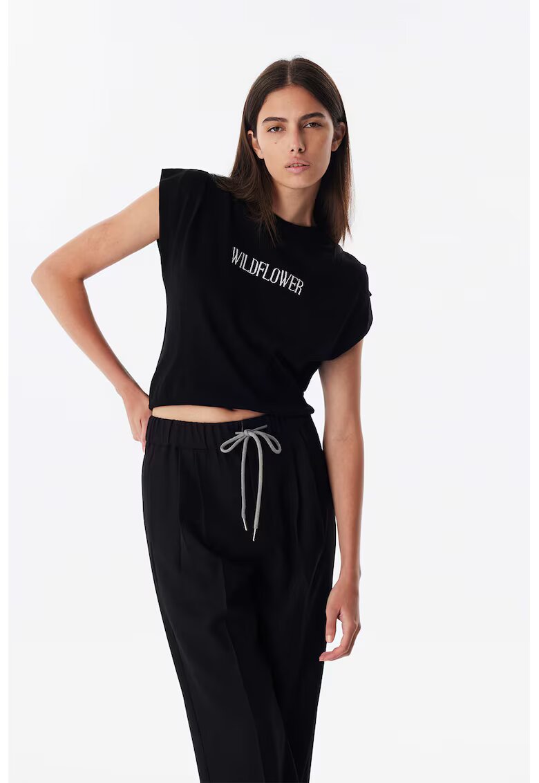 TWIST Tricou cu design text - Alb/Negru