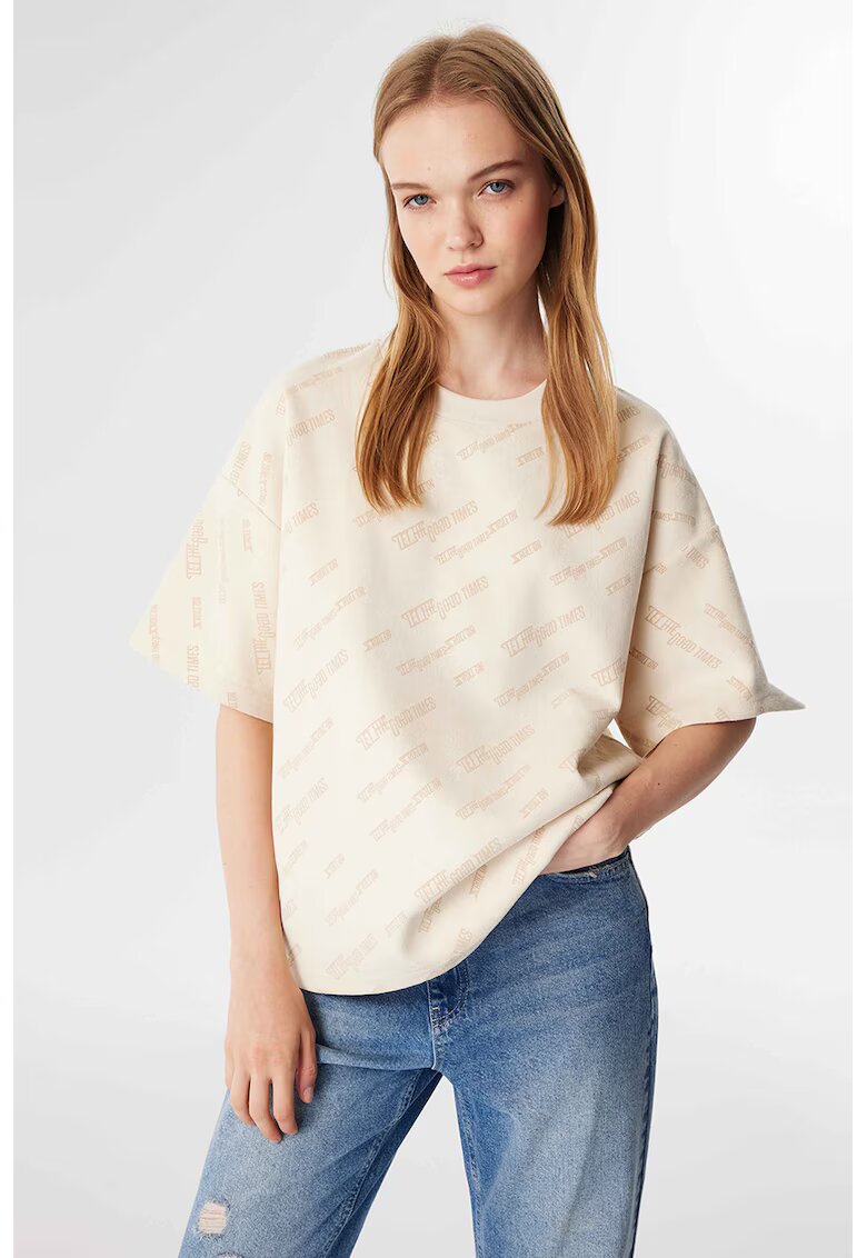 TWIST Tricou cu maneci cazute - Alb fildes