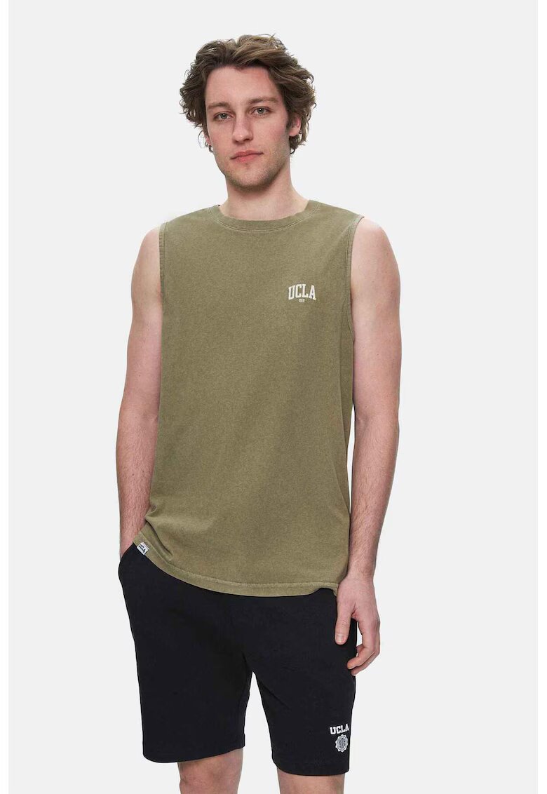 UCLA Maiou regular fit - decolteu la baza gatului - imprimeu cu logo - Verde