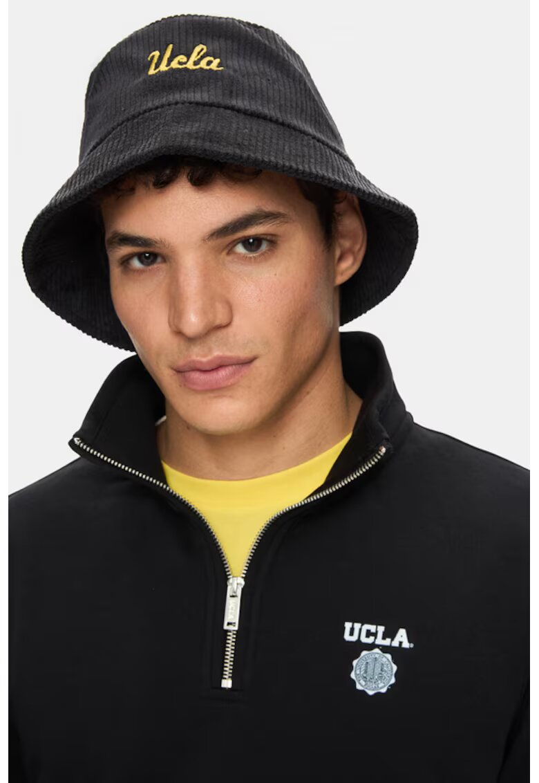 UCLA Palarie bucket unisex cu broderie logo - Negru