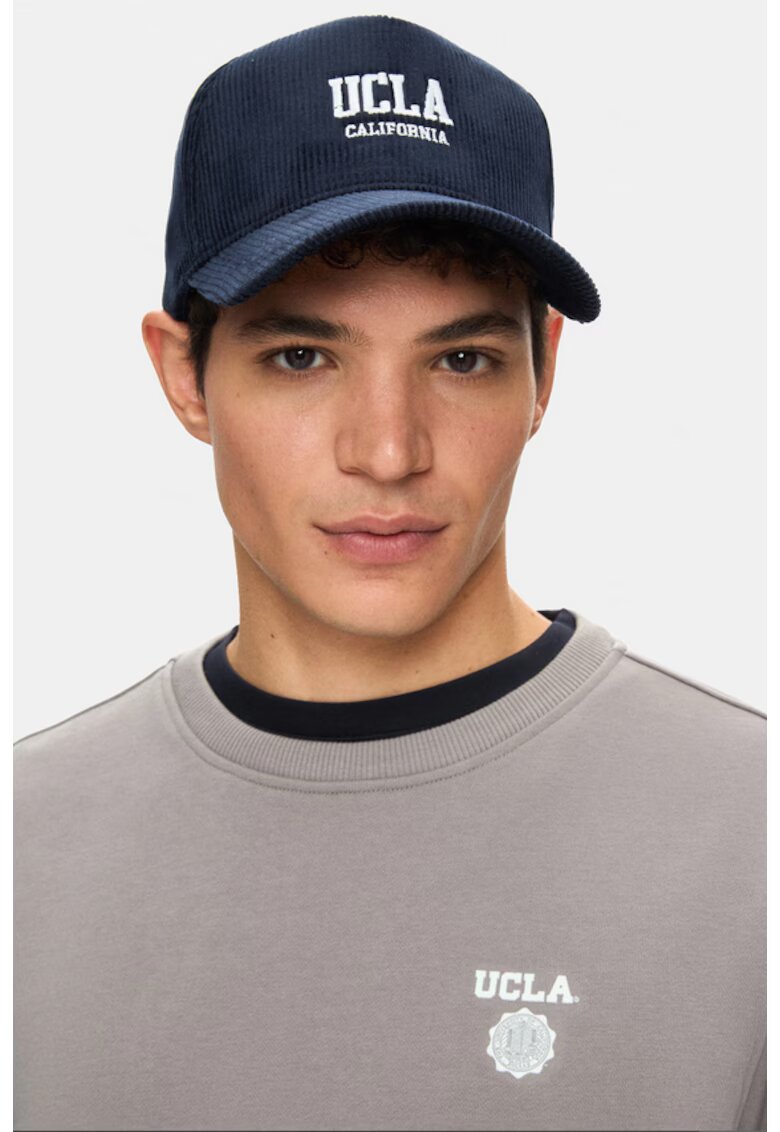 UCLA Sapca unisex din reiat cu broderie logo - Bleumarin