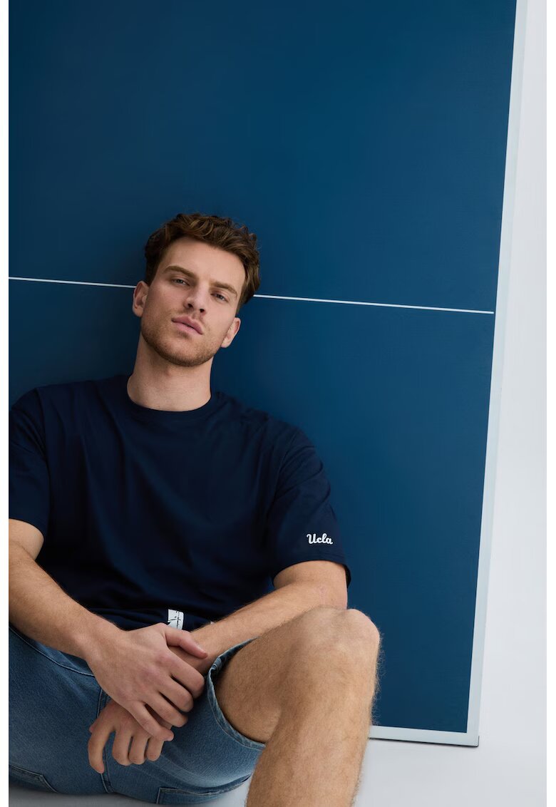 UCLA Tricou de bumbac cu imprimeu text Igniso - Bleumarin