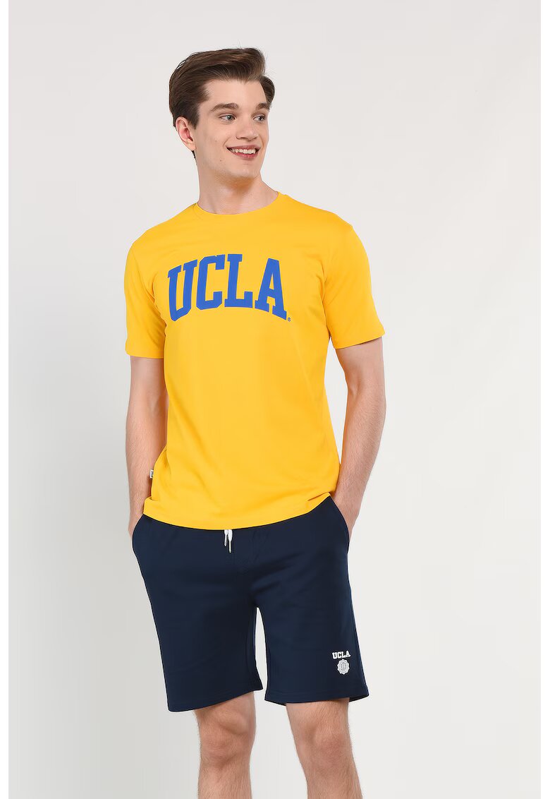 UCLA Tricou regular fit cu decolteu la baza gatului si imprimeu logo - Galben