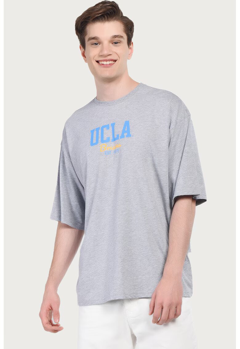 UCLA Tricou regular fit - decolteu la baza gatului - imprimeu cu logo HUNTER - Gri