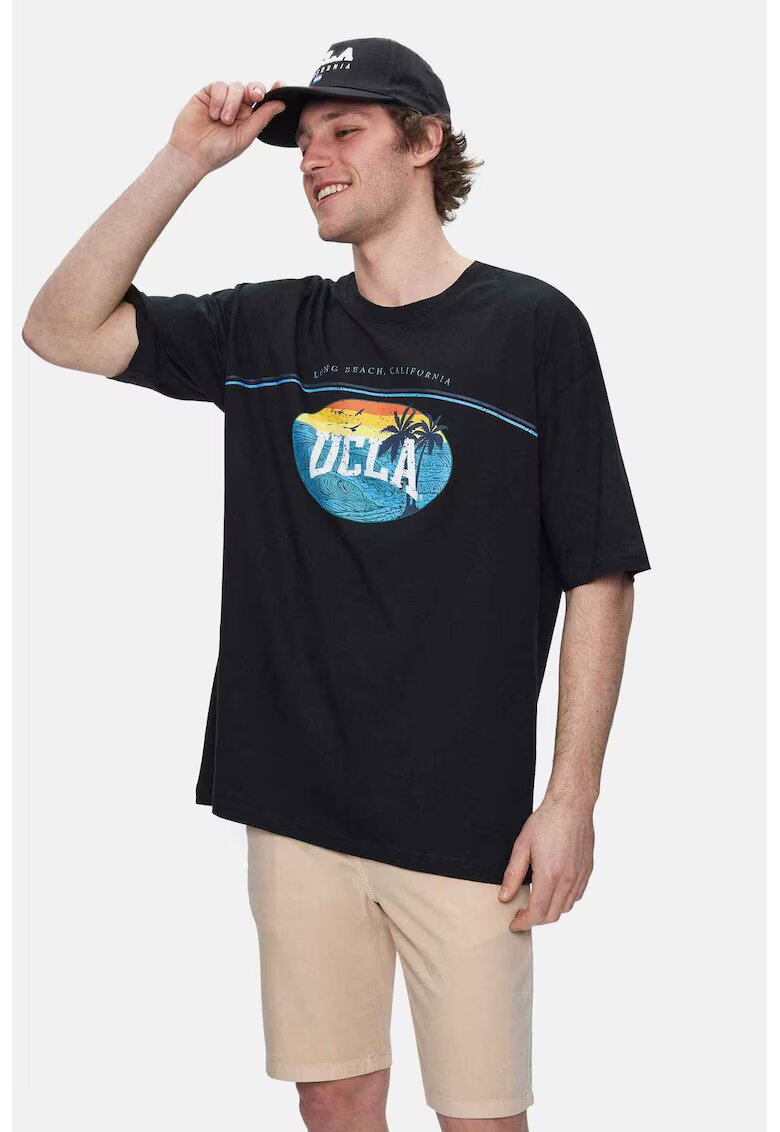 UCLA Tricou regular fit - decolteu la baza gatului - imprimeu cu logo - Negru - AIRE - Negru