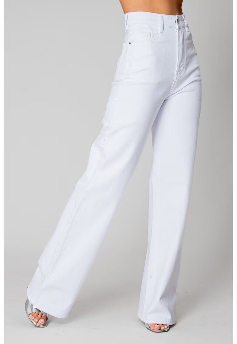 uFIT Blugi elastici largi din denim White 15300 - Alb optic