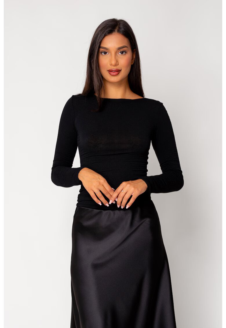 uFIT Bluza subtire din mix de casmir Black 18305 - Negru