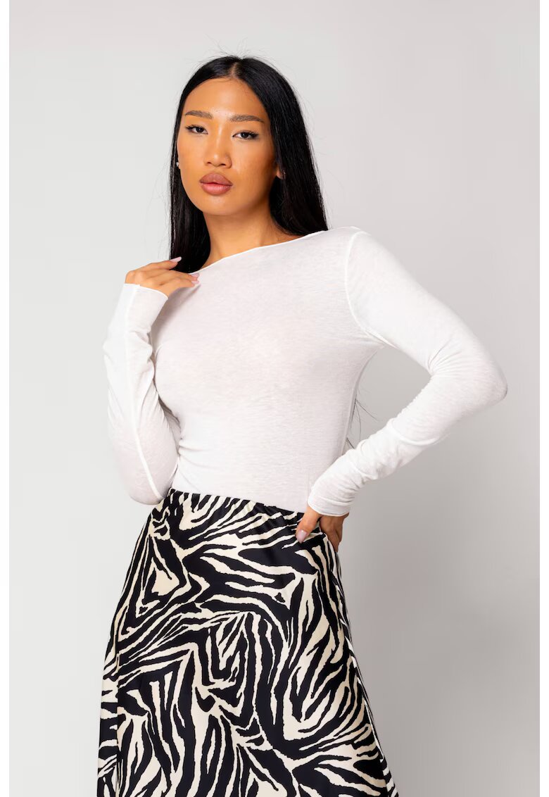 uFIT Bluza subtire din mix de casmir Off White 18310 - Alb