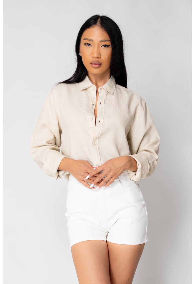 uFIT Camasa Boyfriend dIn 100% In Light Beige 17810 - Bej deschis