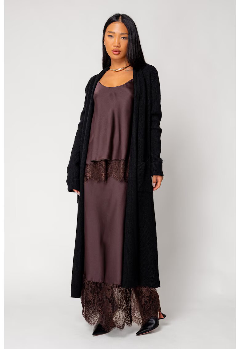 uFIT Cardigan tricotat lung Black 18120 - Negru