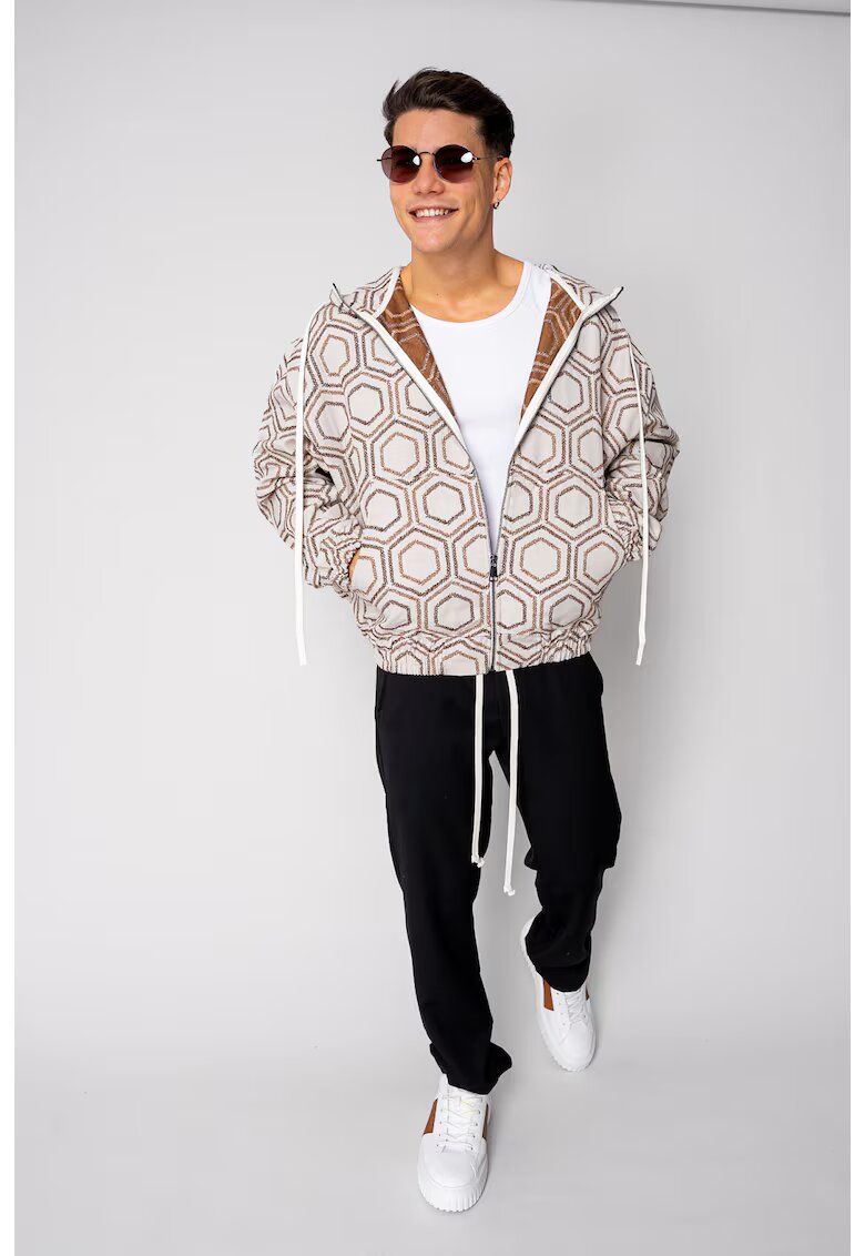 uFIT Hanorac cu fermoar si gluga Oversized 18916 - Bej