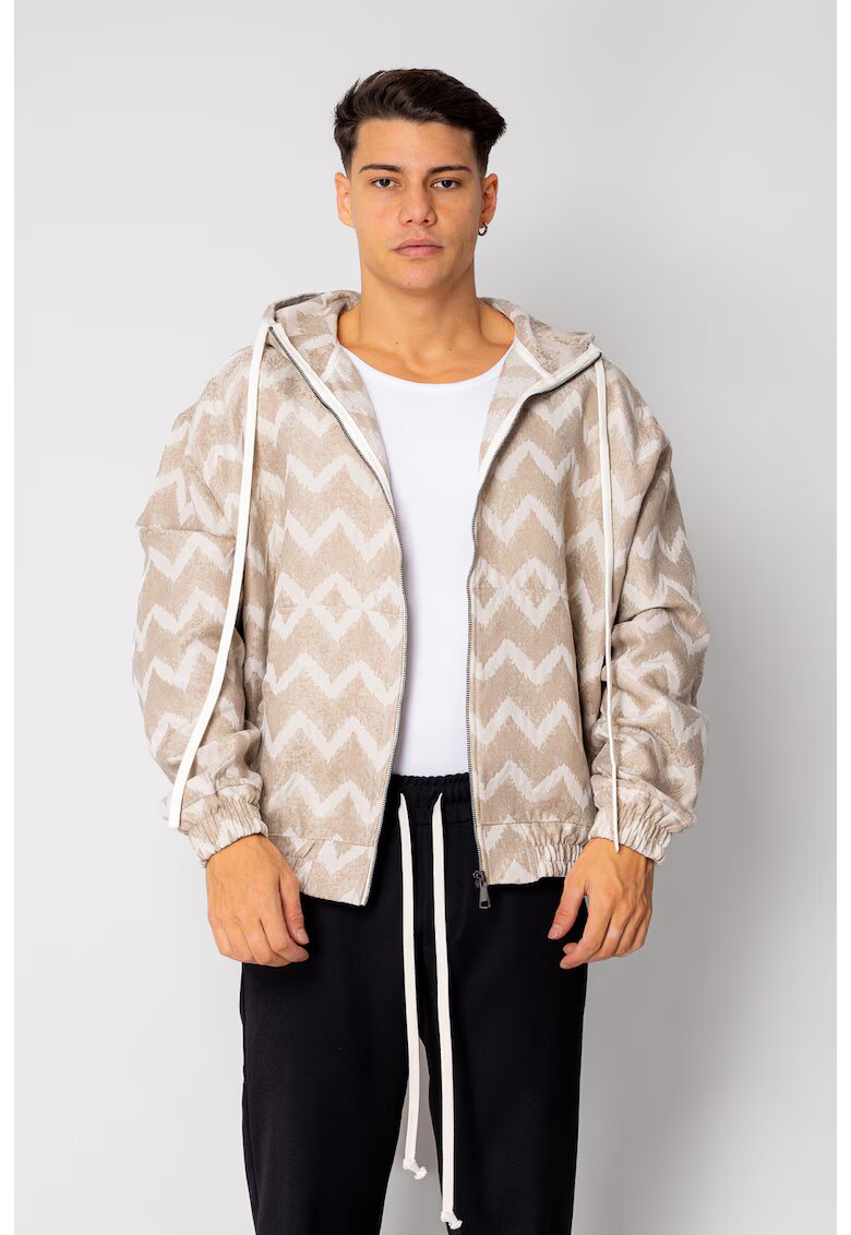 uFIT Hanorac cu fermoar si gluga Oversized 18926 - Bej