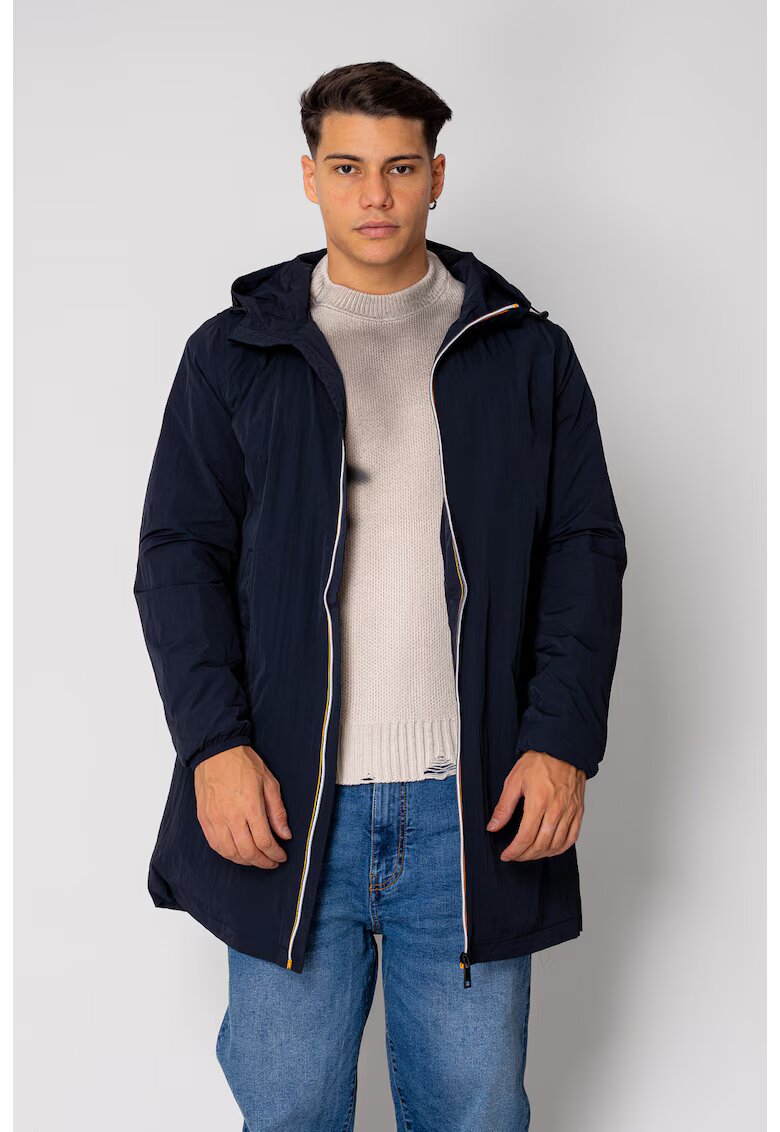 uFIT Jacheta lunga de fas cu fermoar si gluga Navy 18936 - Bleumarin