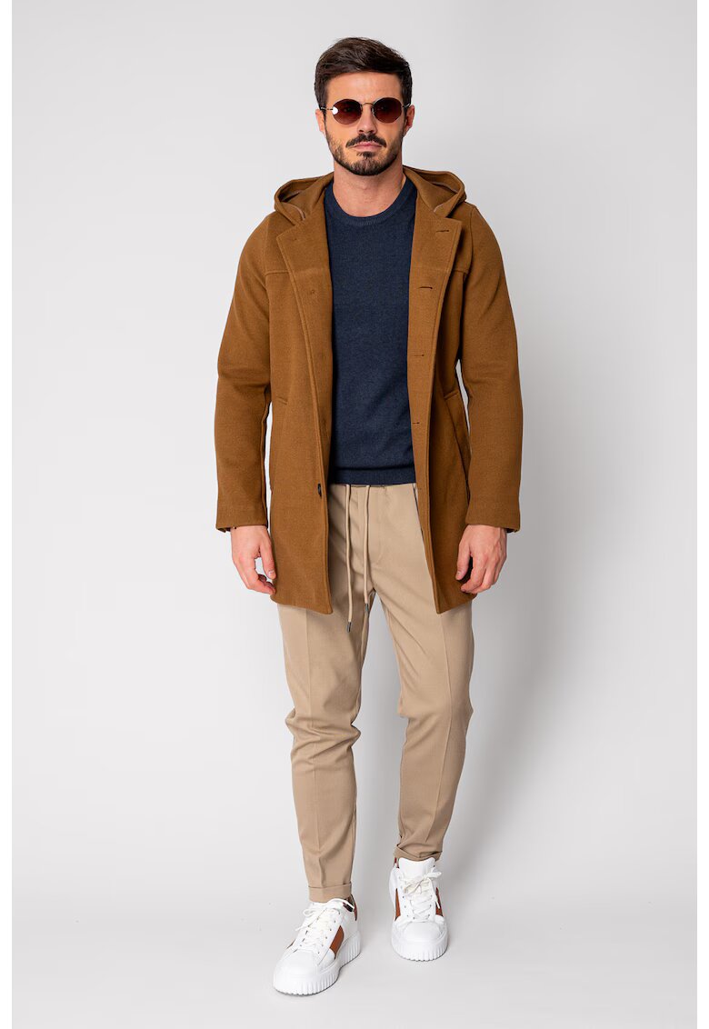 uFIT Palton lung cu gluga Brown 18872 - Maro