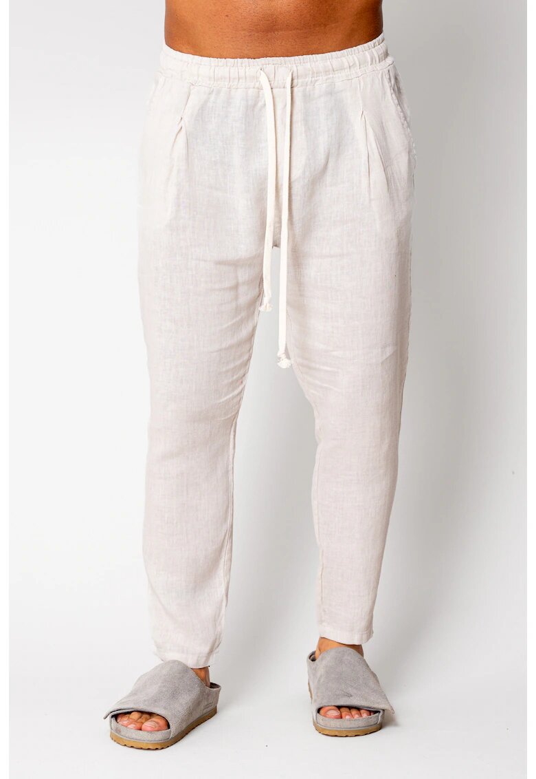 uFIT Pantaloni lung din 100% IN cu snur Cream 17015 - Bej
