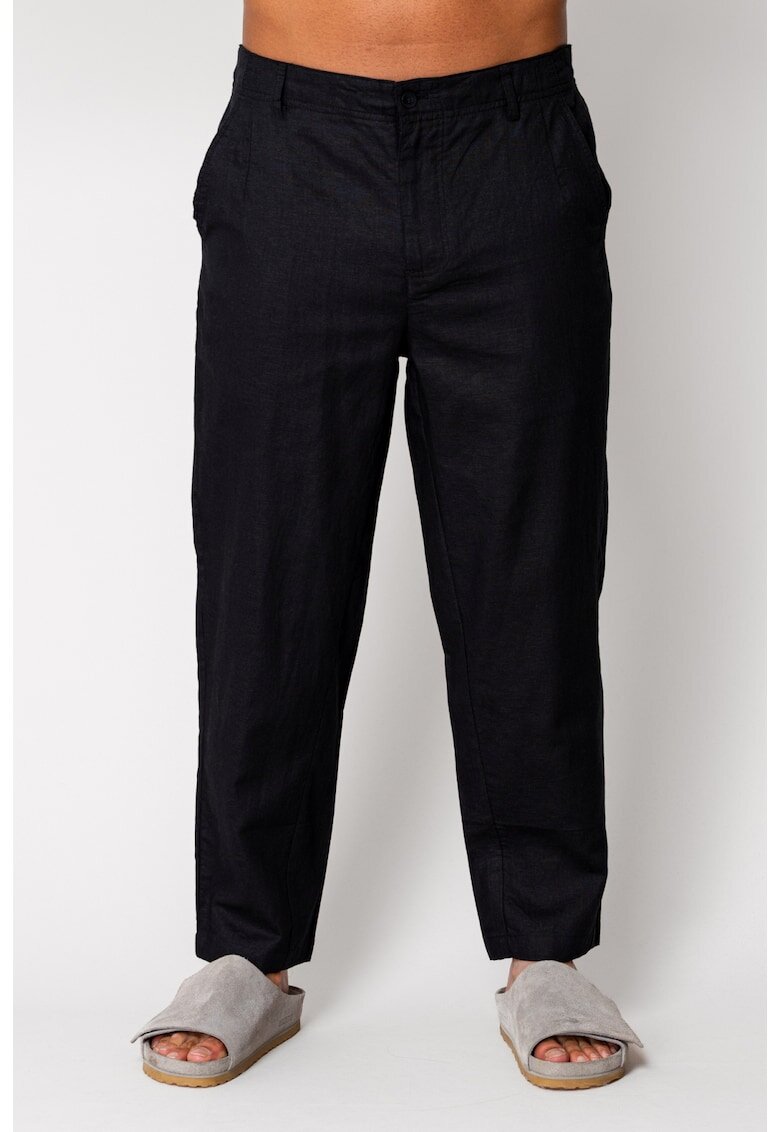 uFIT Pantaloni lung din IN cu nasture Black 17613 - Negru