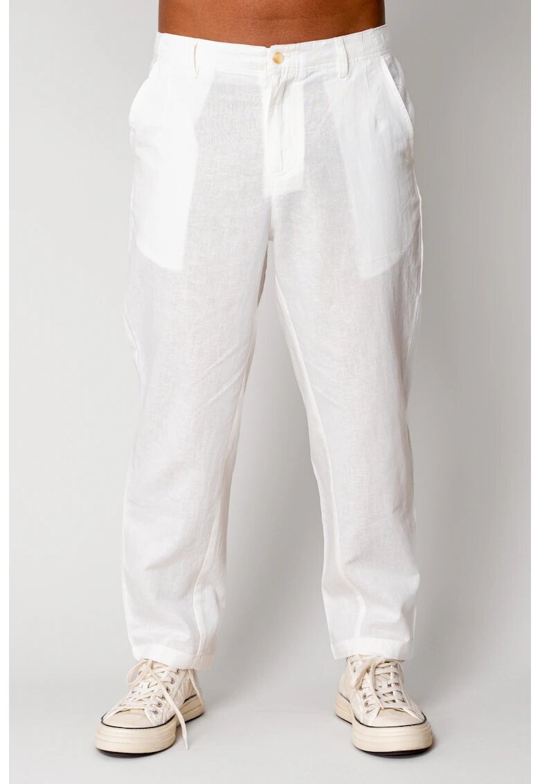 uFIT Pantaloni lung din IN cu nasture White 17601 - Alb optic