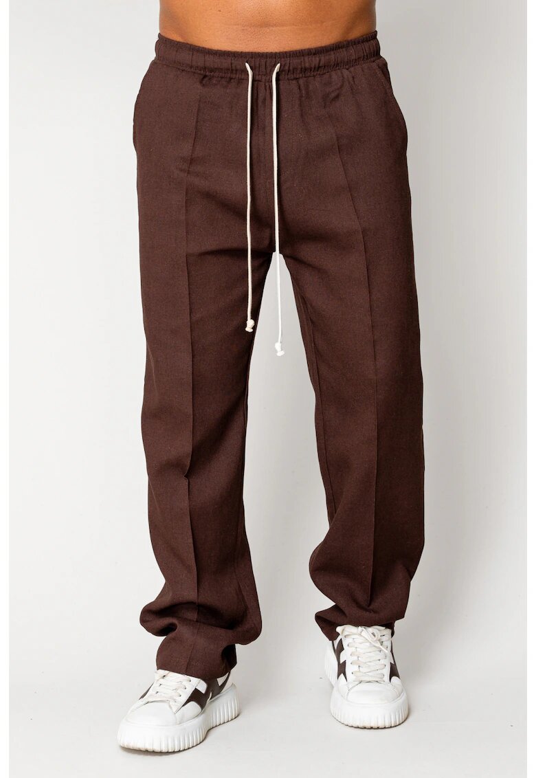 uFIT Pantaloni lung din IN cu snur Dark Brown 17557 - Maro