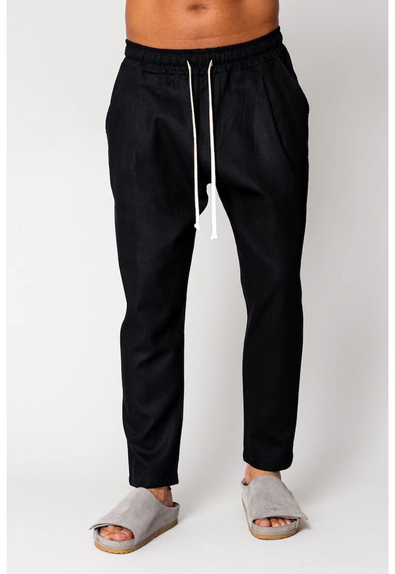 uFIT Pantaloni lung din IN cu snur usor conic Black 17228 - Negru