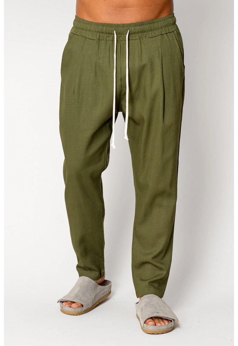 uFIT Pantaloni lung din IN cu snur usor conic Kaki 17561 - Kaki