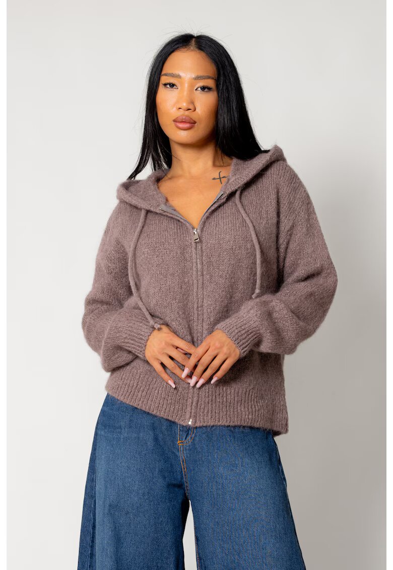 uFIT Pulover jacheta mix de lana si mohair Taupe 18243 - Bej inchis