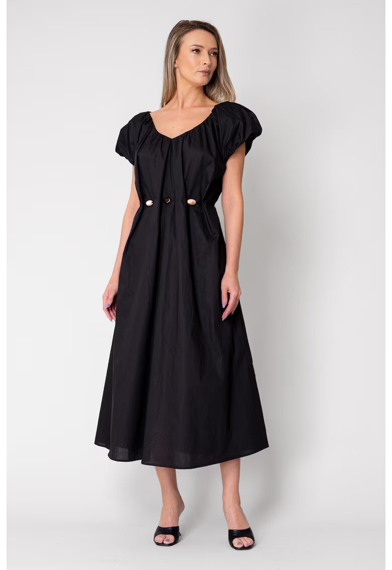 uFIT Rochie lunga cordon cu detalii ornamentale Black 16343 - Negru