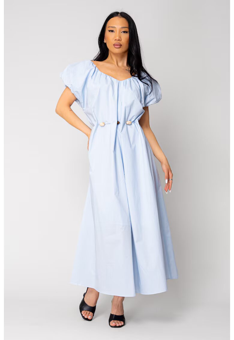 uFIT Rochie lunga cordon cu detalii ornamentale Light Blue 16339 - Albastru deschis