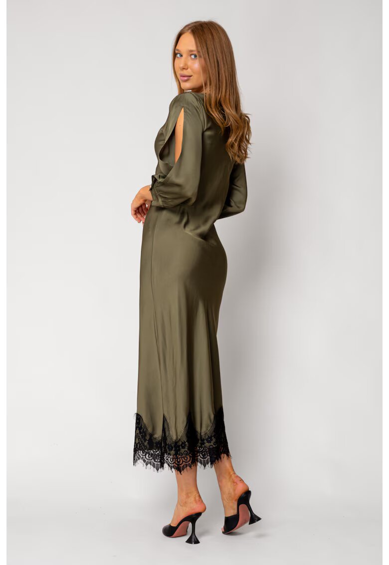 uFIT Rochie lunga cu dantela Kaki 18258 - Kaki