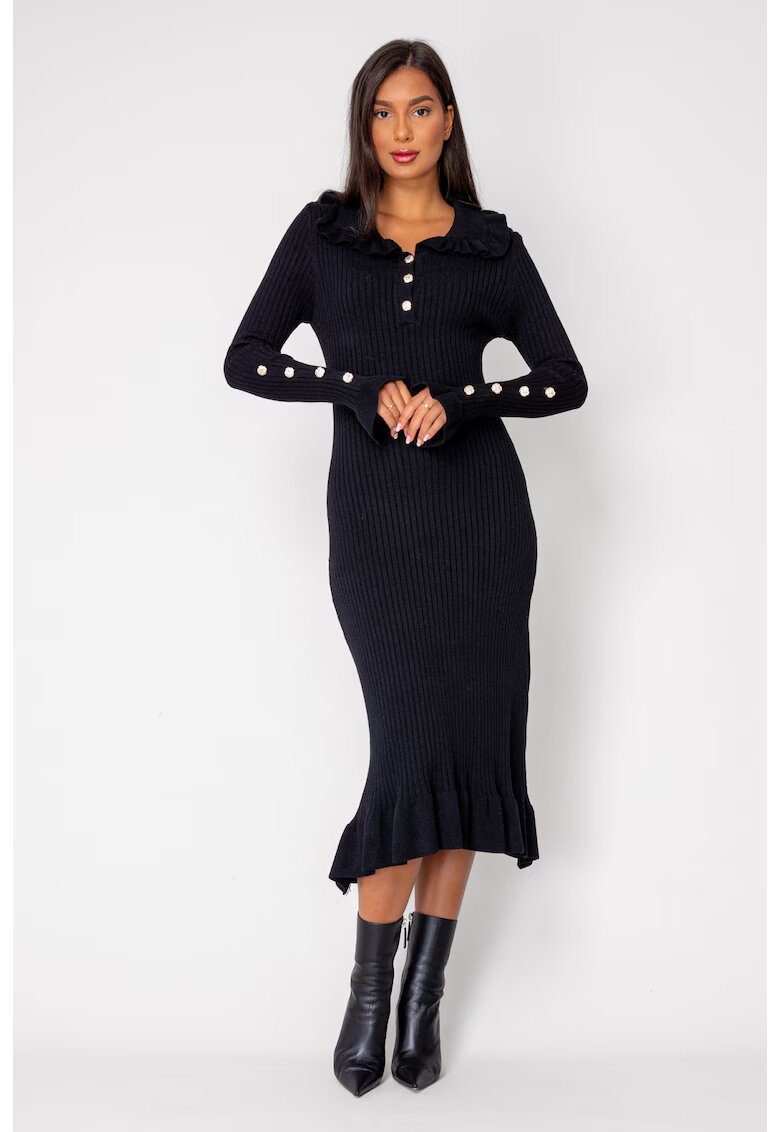 uFIT Rochie lunga tricotata Black 18416 - Negru