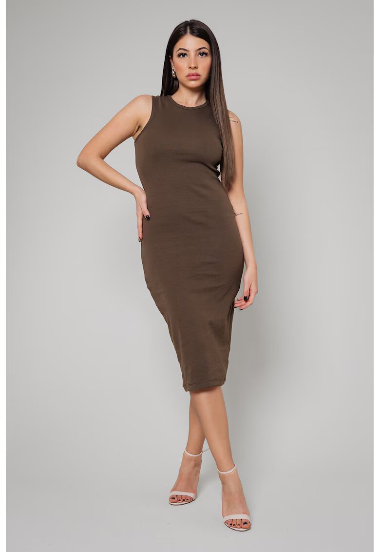 uFIT Rochie midi cambrata - Maro inchis
