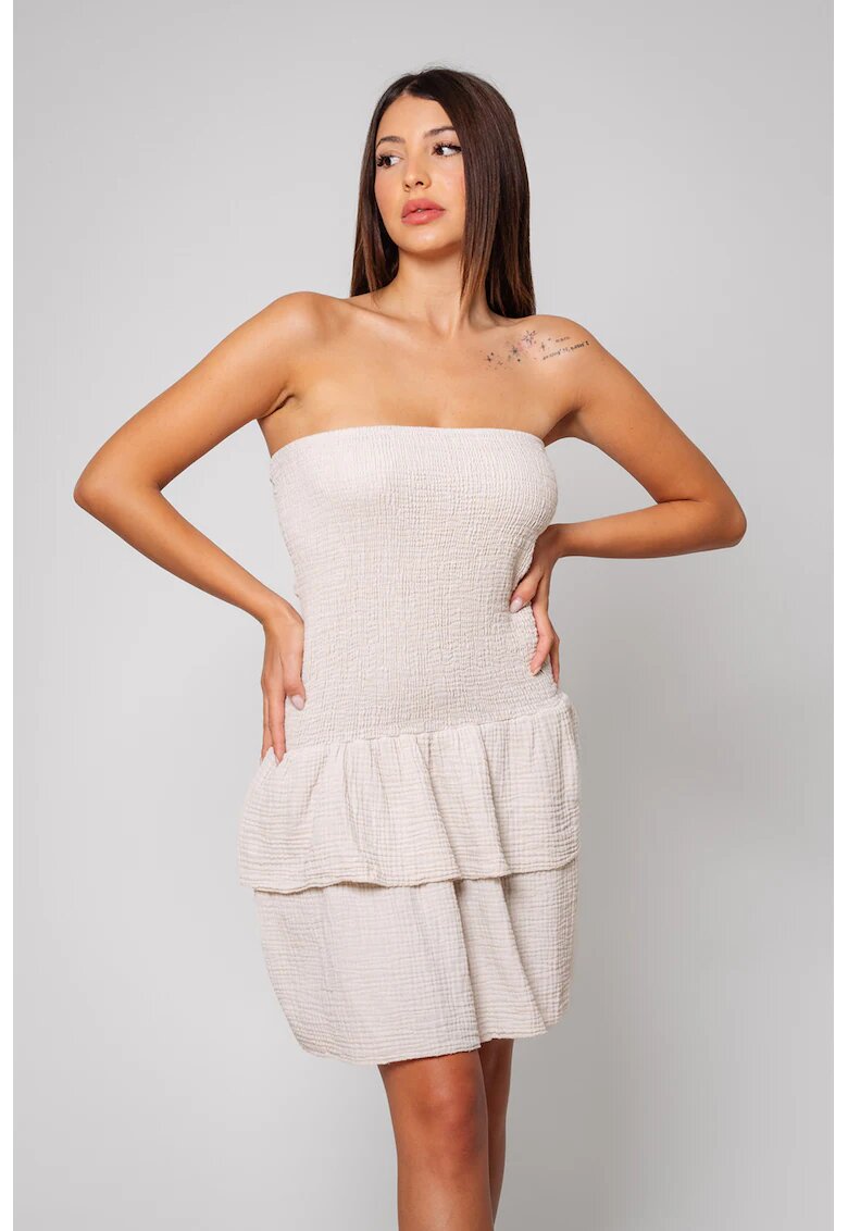 uFIT Rochie scurta din amestec de in si bumbac - Bej