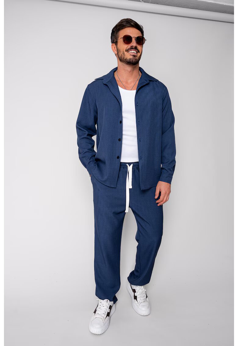 uFIT Set camasa si pantalon lung Premium Edition Dark Blue New 19323 - BLUE