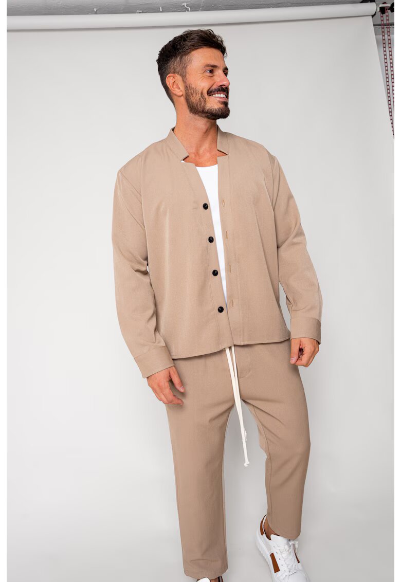 uFIT Set Como Camasa V-cut si pantaloni lungi Beige 18200 - Bej