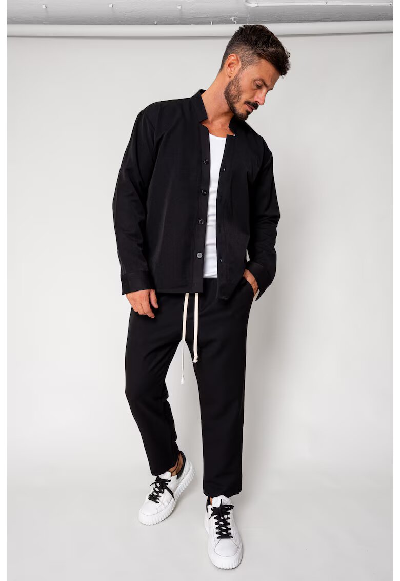 uFIT Set Como Camasa V-cut si pantaloni lungi Black 18205 - Negru