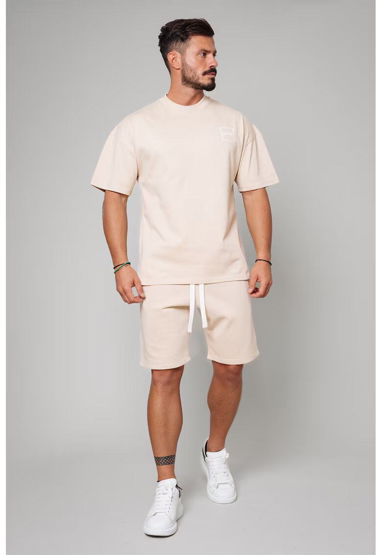 uFIT Set de tricou supradimensionat si pantaloni scurti - 2 piese - Bej deschis