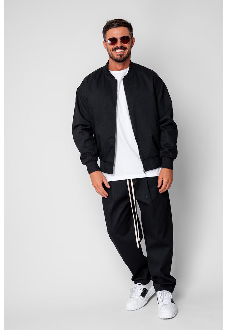 uFIT Set Jacheta cu fermoar si pantalon lung drept Black 19900 - Negru