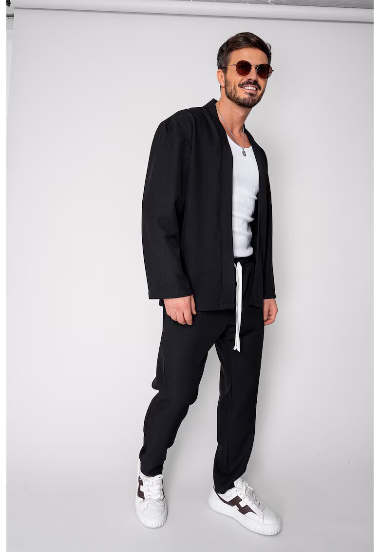 uFIT Set Long Tulum Jacheta tip kimono si pantalon Premium Edition Black 19169 - Negru