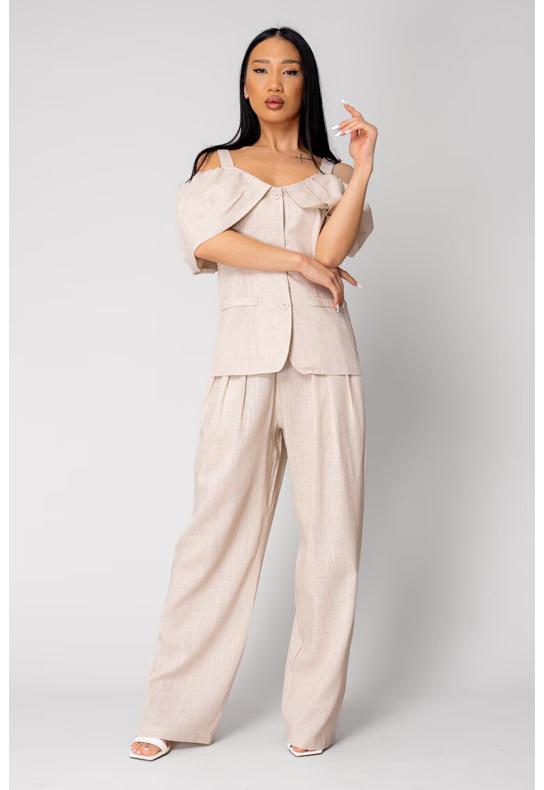 uFIT Set Sacou cu umeri cazuti pantalon lung Beige 16633 - Bej
