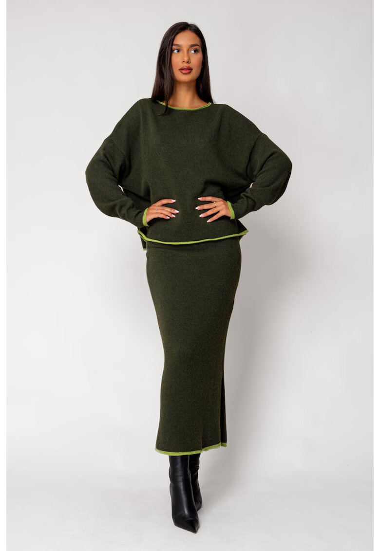 uFIT Set Sylvie cu fusta mix lana si casmir Green 18061 - Verde