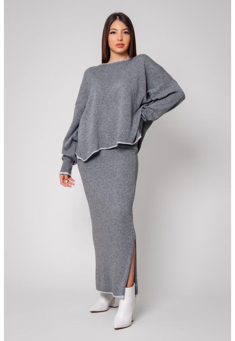 uFIT Set Sylvie cu fusta mix lana si casmir Grey 14613 - Gri