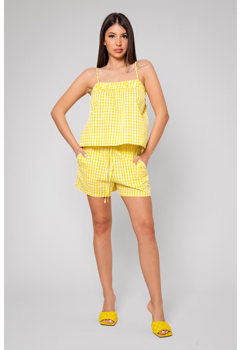 uFIT Set Top cu bretele si Pantalon scurt Yellow/White 12094 - Alb/Galben