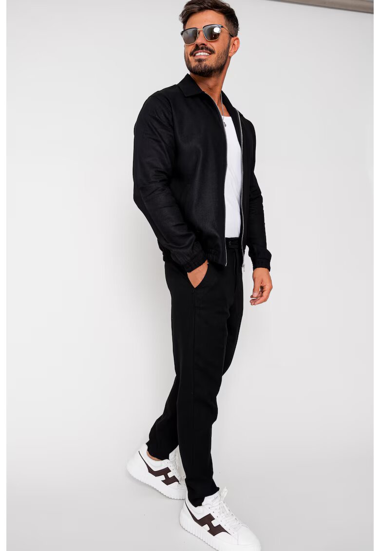 uFIT Set Toscano Jacheta cu fermoar si pantalon lung Black 16481 - Negru