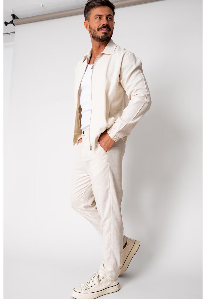 uFIT Set Toscano Jacheta cu fermoar si pantalon lung Cream 16473 - Crem